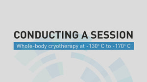 Video o a woman conducting a cryotherapy session with a Cryomed Basic Cryosauna.